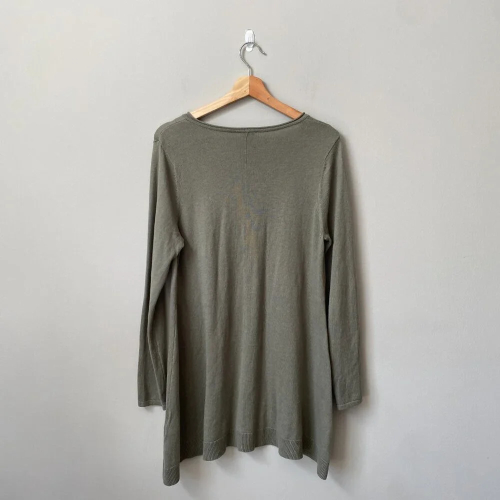 Chico's Womens Size 1 V-Neck Long Sleeve Silk Knit Pullover Casual Sweater Green - Picture 3 of 15
